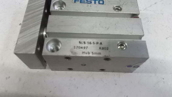 FESTO PNEUMATIC GUIDED CYLINDER SLS-16-5-P-A *NEW NO BOX*