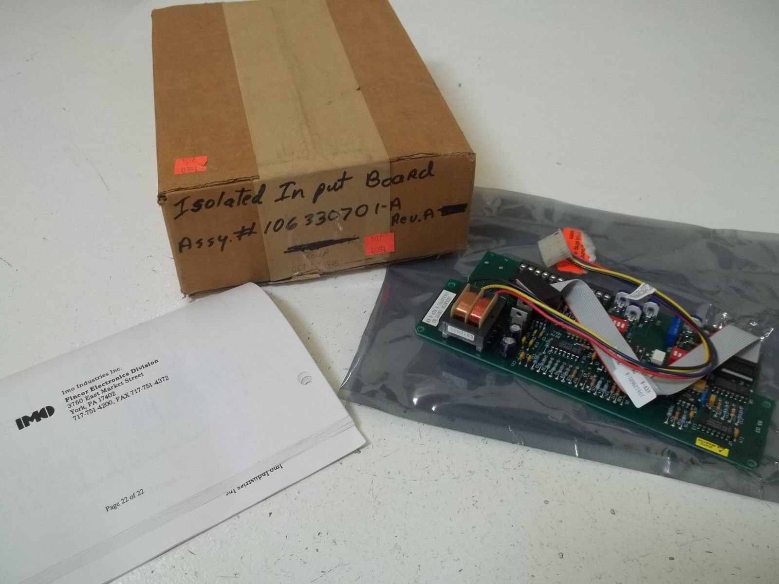 FINCOR 106330701 REV.A  ISOLATED INPUT BOARD UNMP