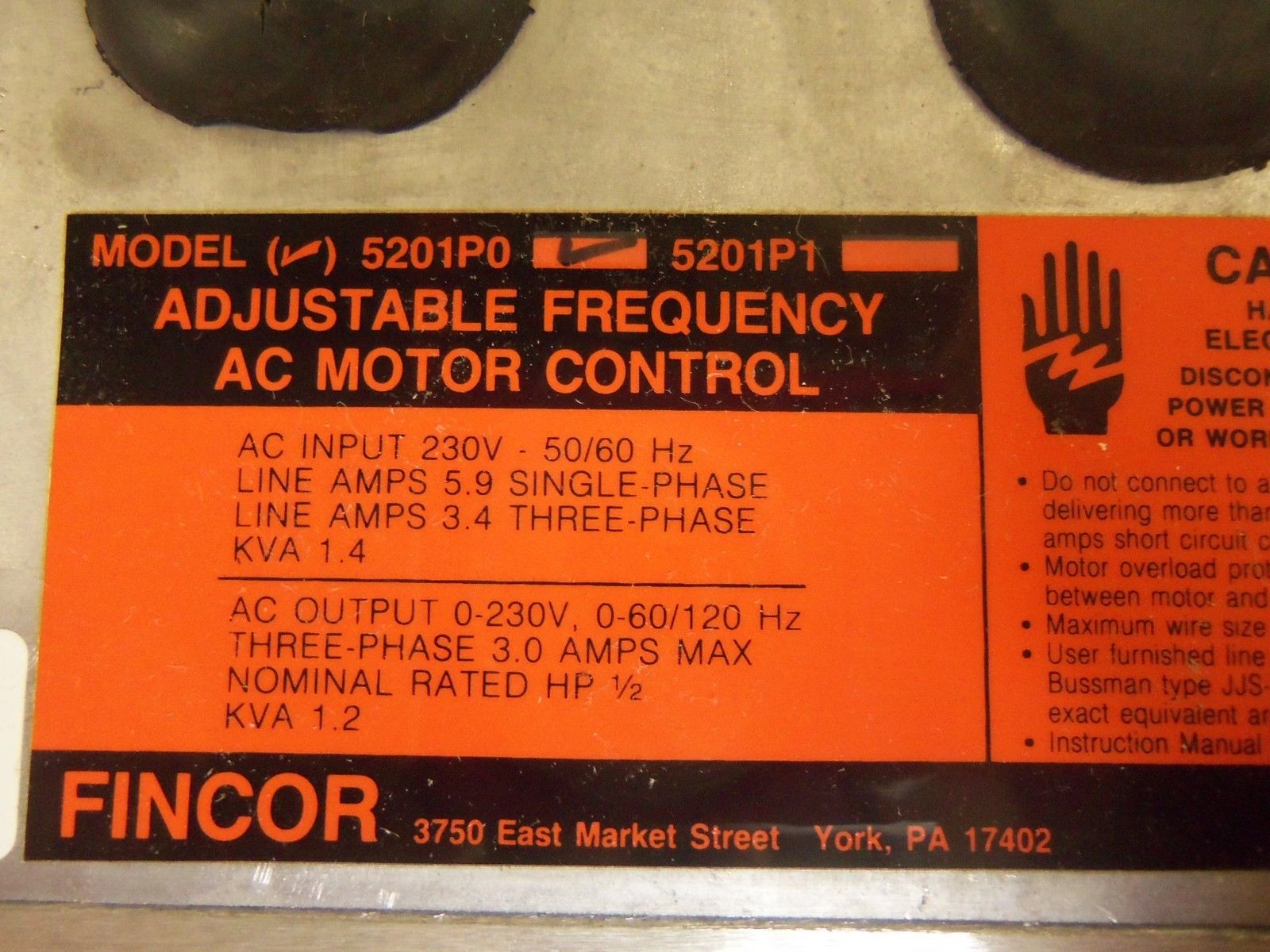 FINCOR 5201P0 DRIVE MOTOR CONTROL NSMP