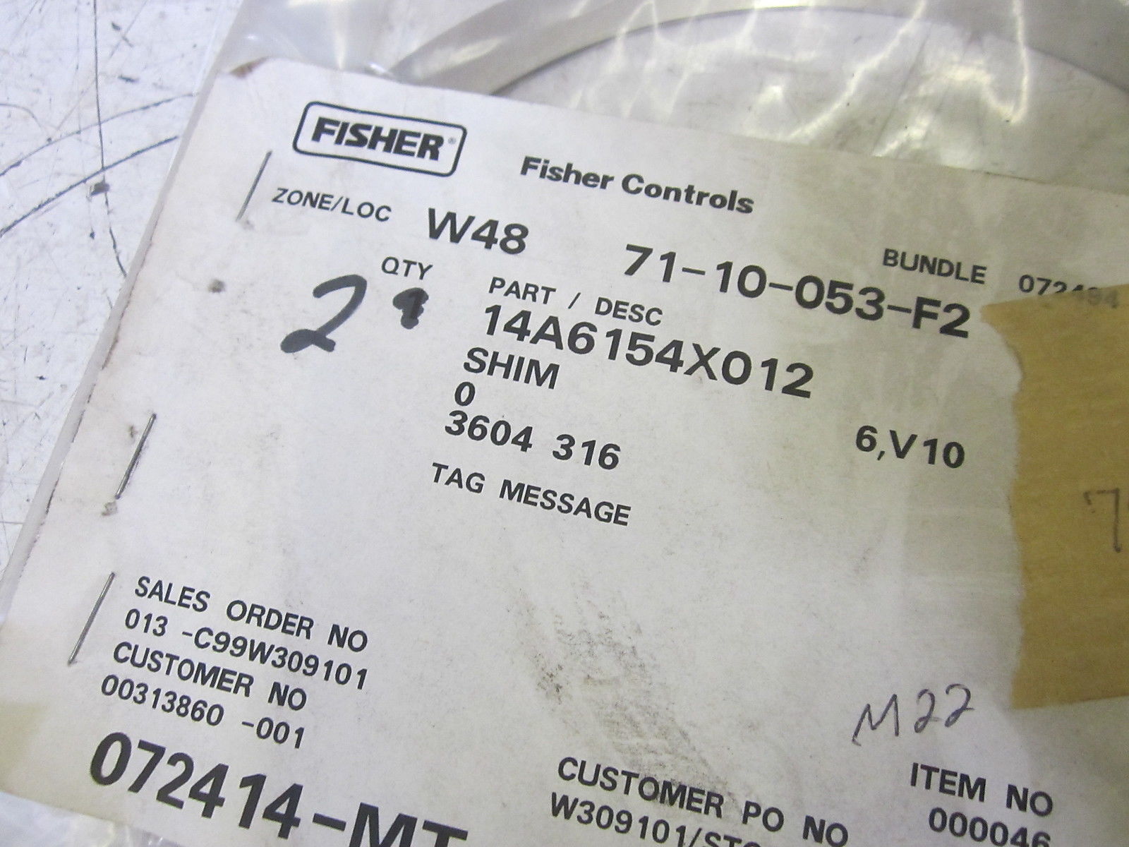 FISHER 14A6154X012 SHIM NSMP