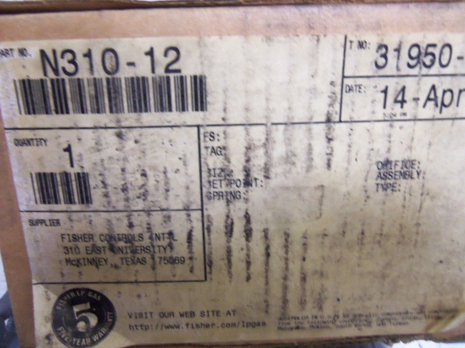 FISHER N310-12 VALVE 1 3/4" UNMP