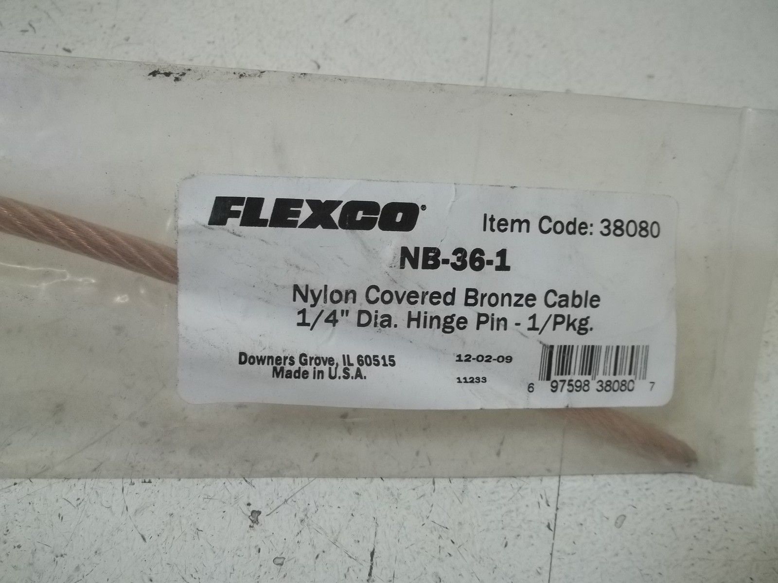 FLEXCO NB-36-1 38080 NYLON COVERED BRONZE CABLE 1/4" NSMP