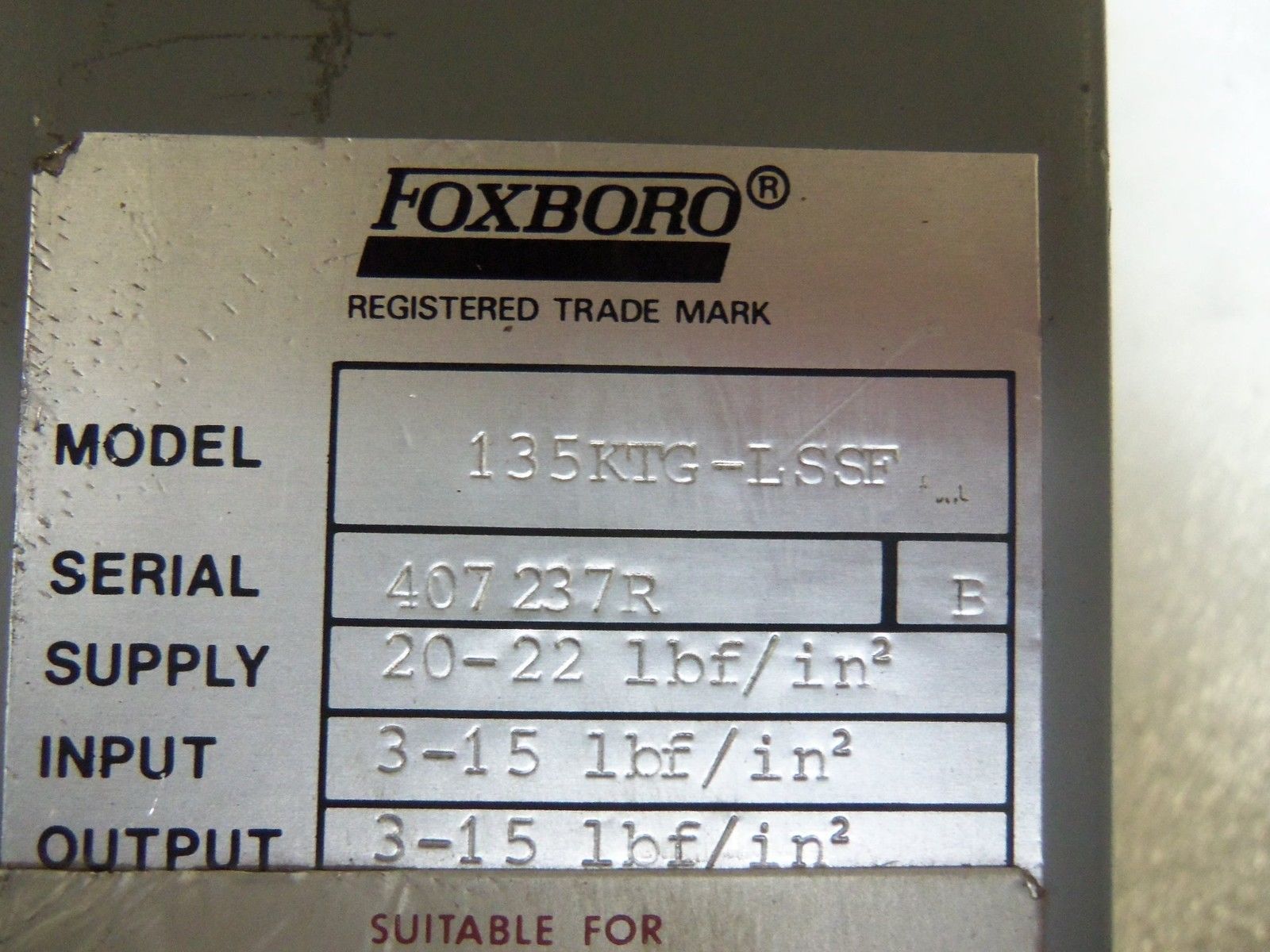 FOXBORO 135KTG-LSSF CONTROLLER UNMP