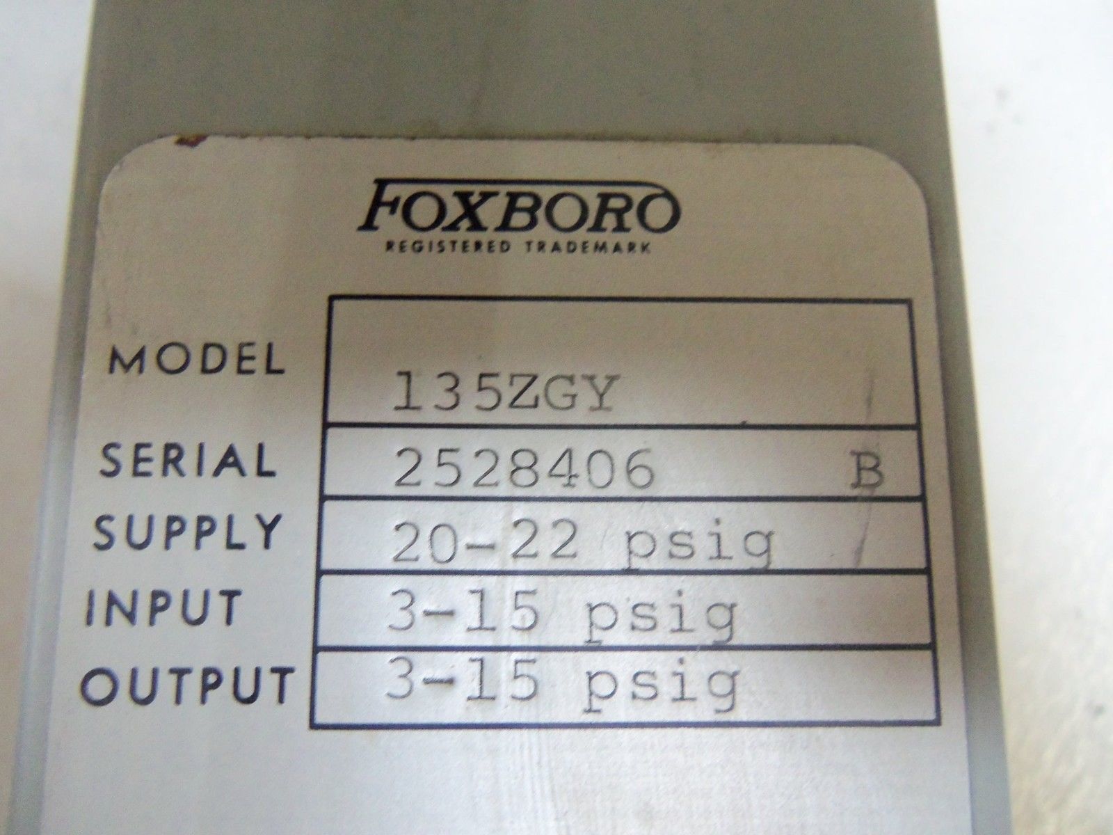 FOXBORO 135ZGY CONTROLLER UNMP