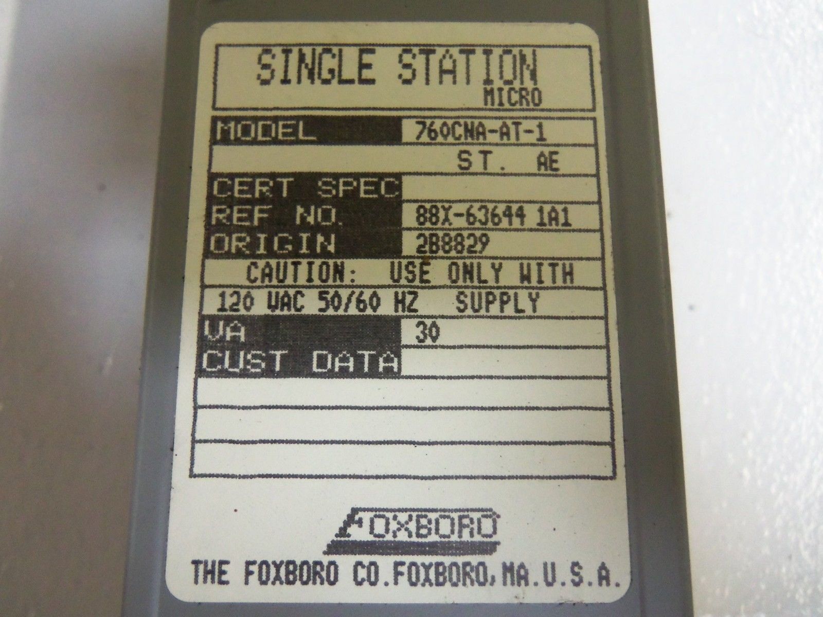 FOXBORO 760CNA-AT-1 CONTROLLER UNMP