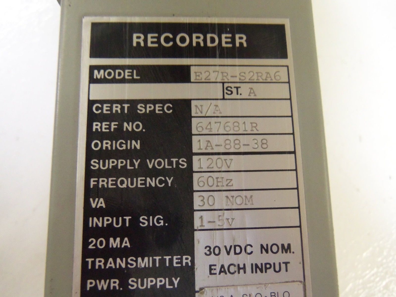 FOXBORO E27R-S2RA6 RECORDER UNMP