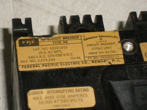 FPE NE221015 CIRCUIT BREAKER 15A  UNMP