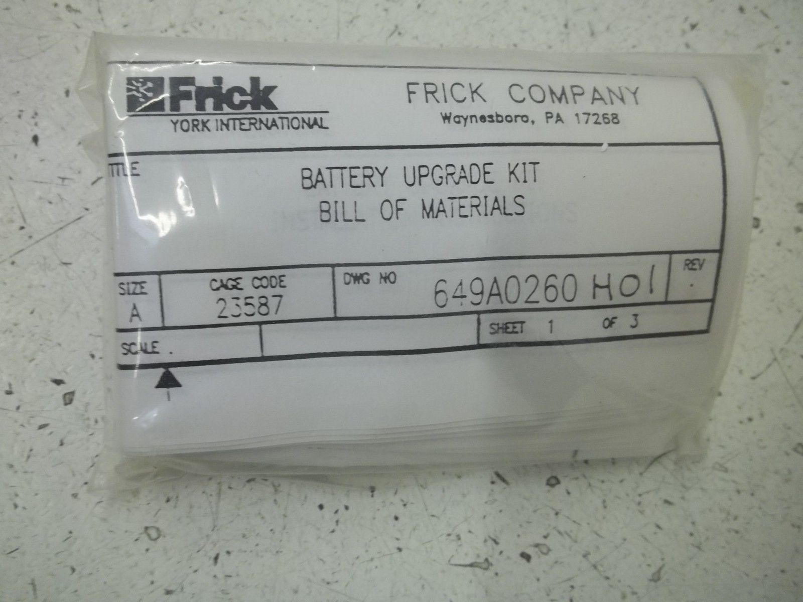 FRICK 649A0260H01 BATTERY KIT NSMP