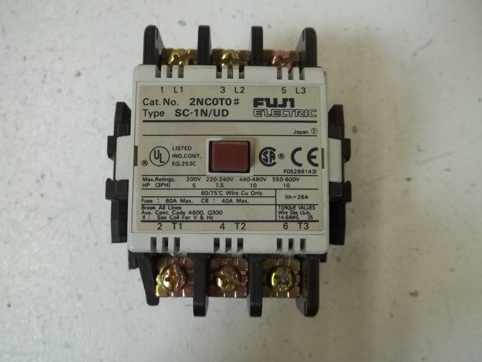 FUJI ELECTRIC 2NC0T0 CONTACTOR 110-120VNSNP