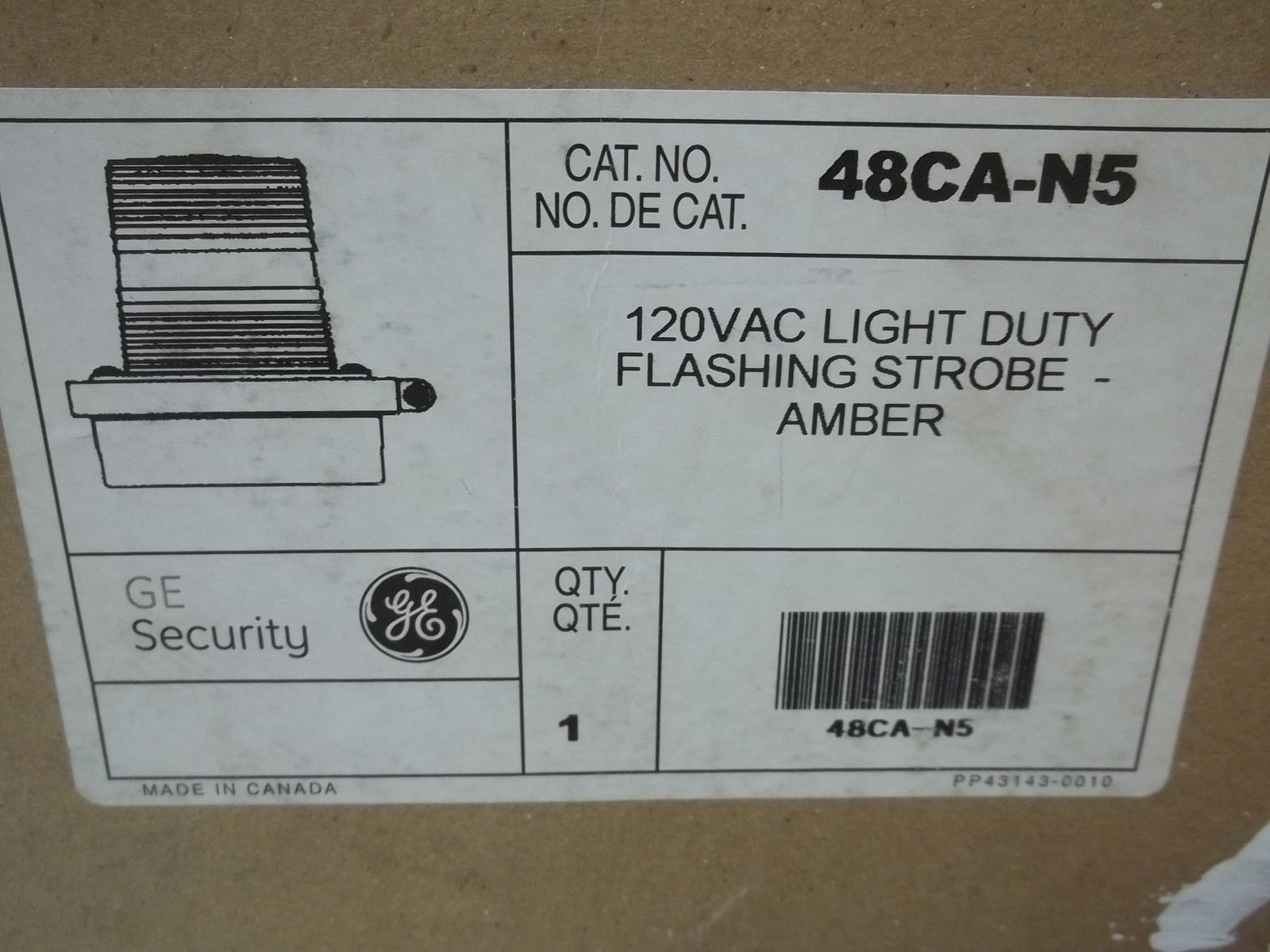 GE 48CA-N5 120VAC LIGHT DUTY FLASHING STROBE AMBER *NEW IN BOX*