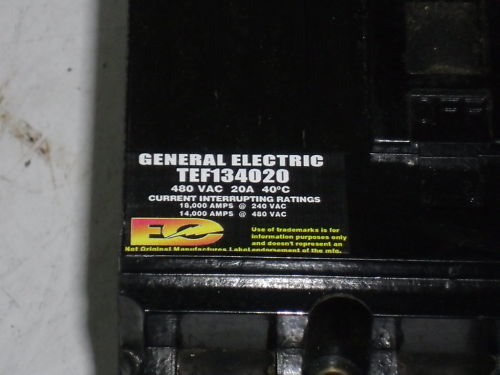 GENERAL ELECTRIC TEF134020 CIRCUIT BREAKER 20A UNMP