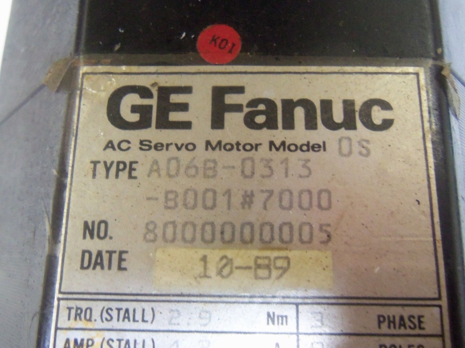 GE FANUC A06B-0313-B001 SERVO MOTOR UNMP