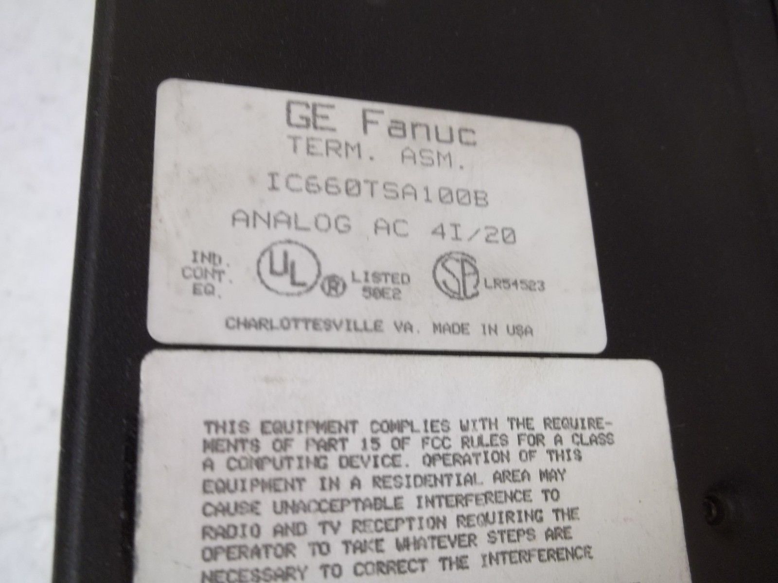 GE FANUC IC660TSA100B ANALOG AC 4I/20 UNMP