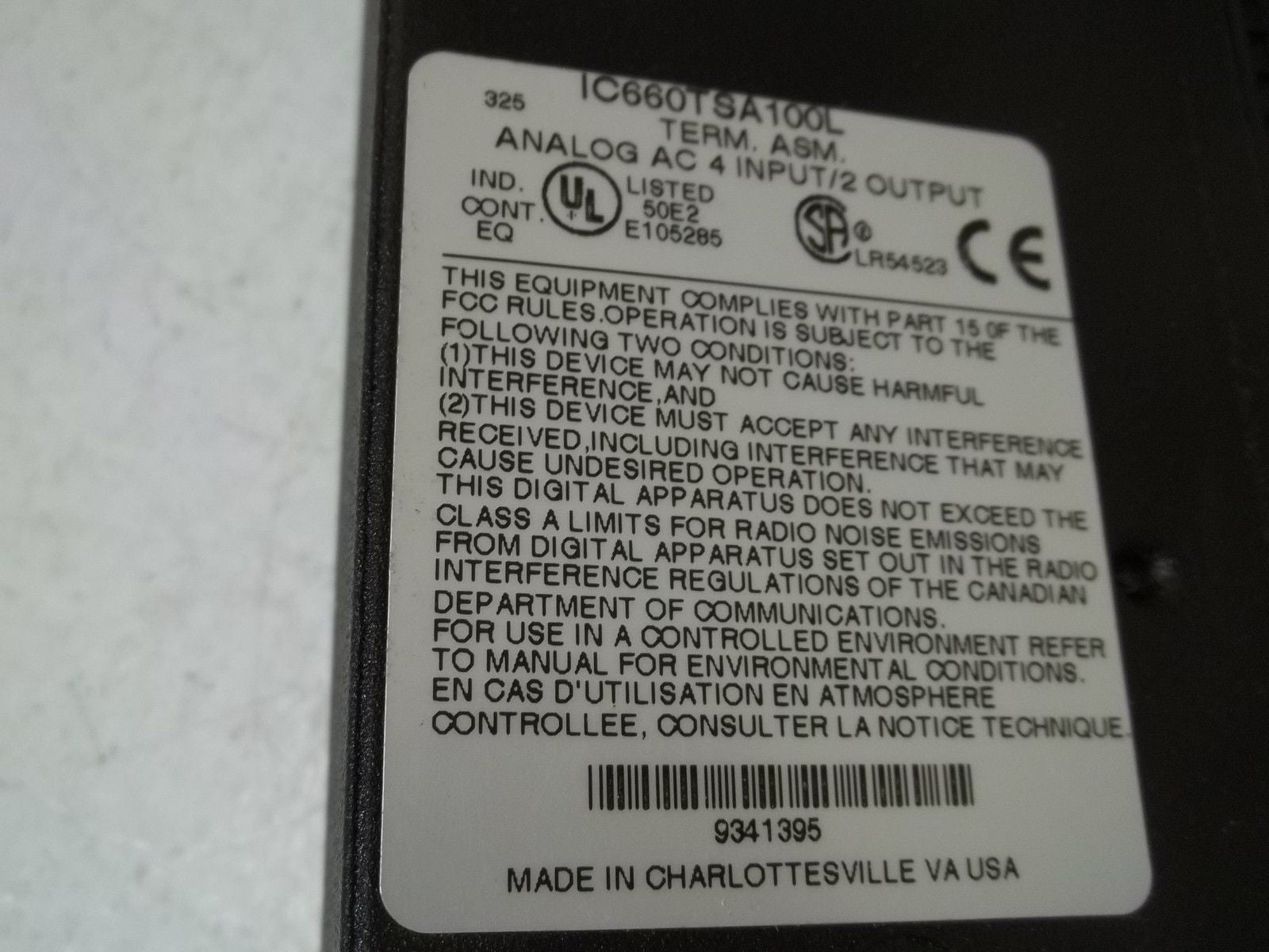 GE FANUC IC660TSA100L TERM. ASM. ANALOG AC 4 INPUT/2 OUTPUT UNMP