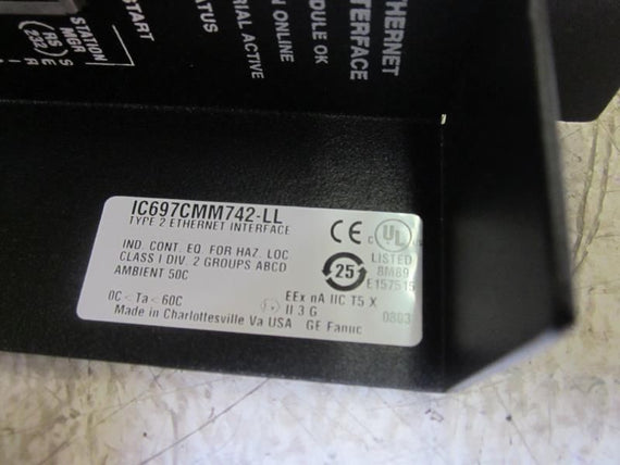 GE FANUC IC697CMM742-LL ETHERNET INTERFACE FOR SERIES 90-70 TYPE 2 UNMP