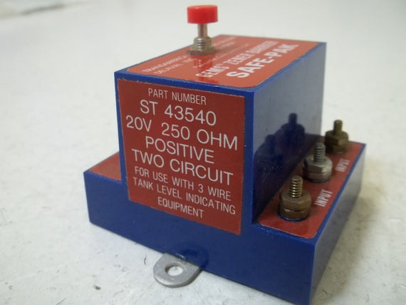 GEMS SAFE-PAK ST 43540 20V 250 OHM POSITIVE TWO CIRCUIT *NEW NO BOX*