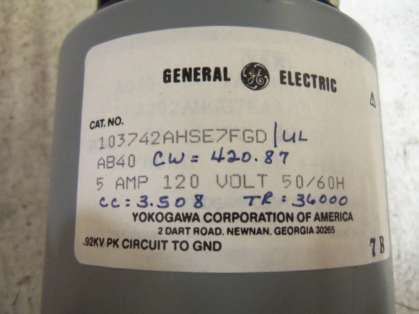 GENERAL ELECTRIC 103742AHSE7FGD1UL PANEL METER UNMP