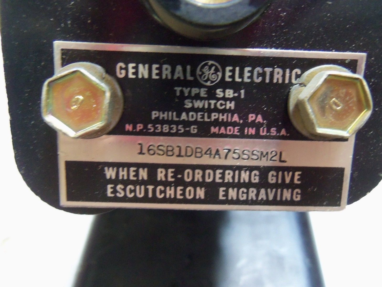 GENERAL ELECTRIC 16SB1DB4A75SSM2L AUX CONTROL SWITCH UNMP