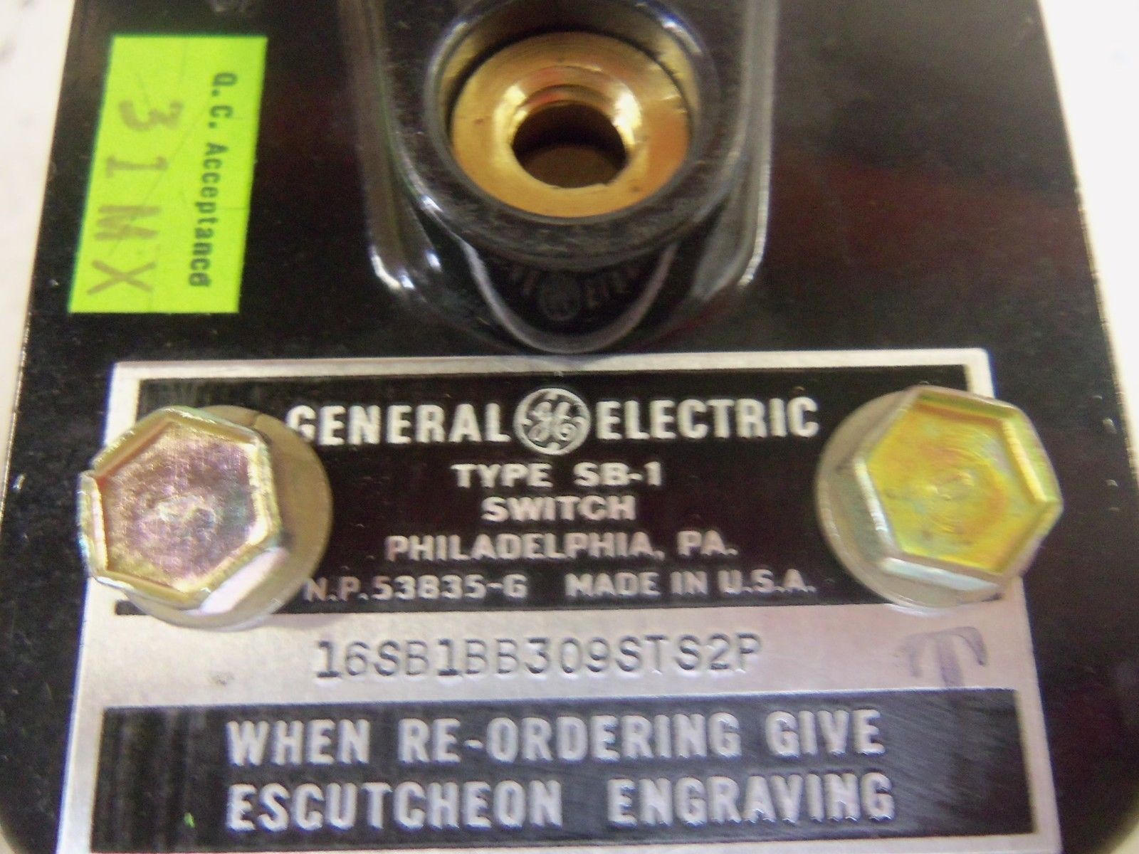 GENERAL ELECTRIC 16SBB309STS2P SWITCH UNMP