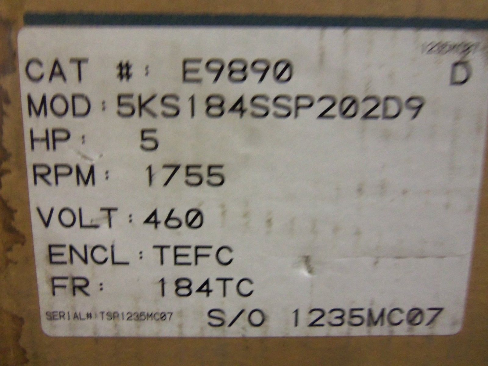 GENERAL ELECTRIC 5KS184SSP202D9 MOTOR NSMP