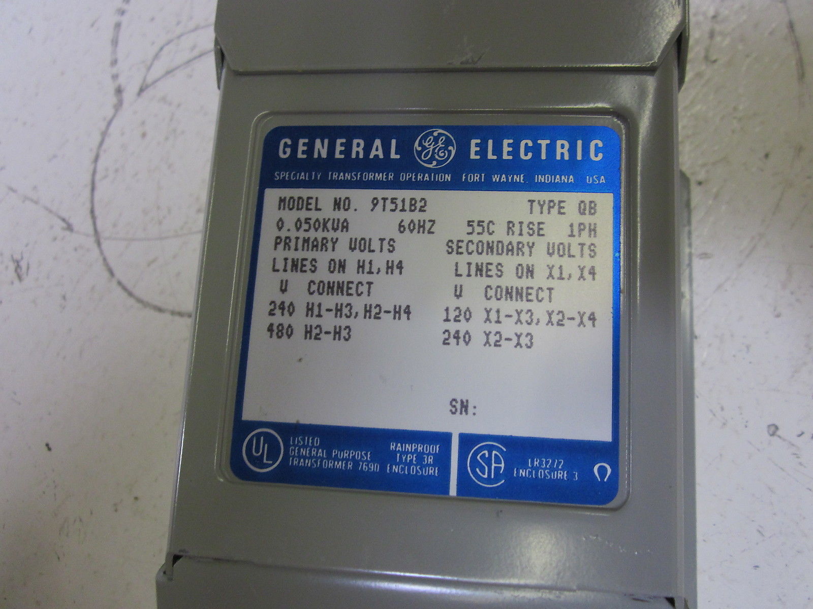 GENERAL ELECTRIC 9T51B2 TRANSFORMER 240/480V  NSNP