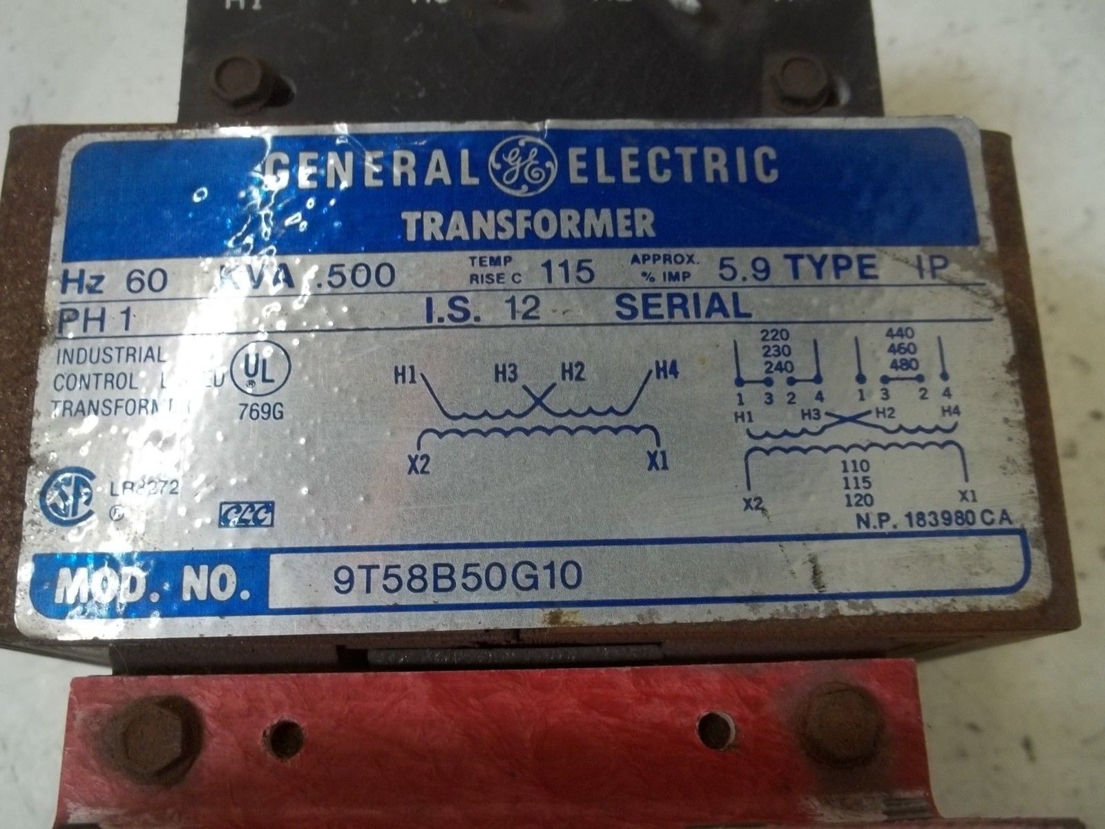 GENERAL ELECTRIC 9T58B50G10 TRANSFORMER UNMP