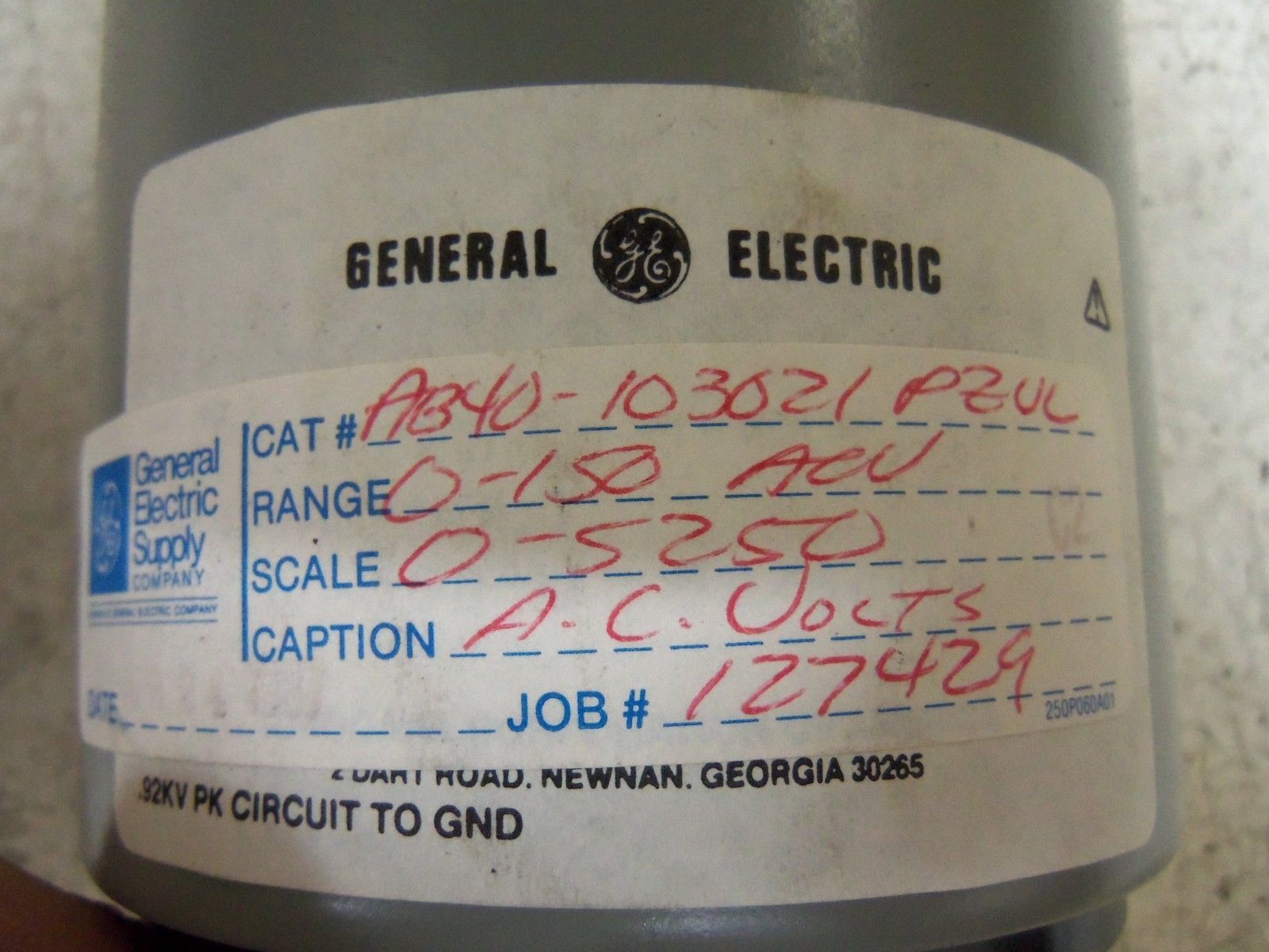 GENERAL ELECTRIC AB40-103021-PZUL PANEL METER UNMP