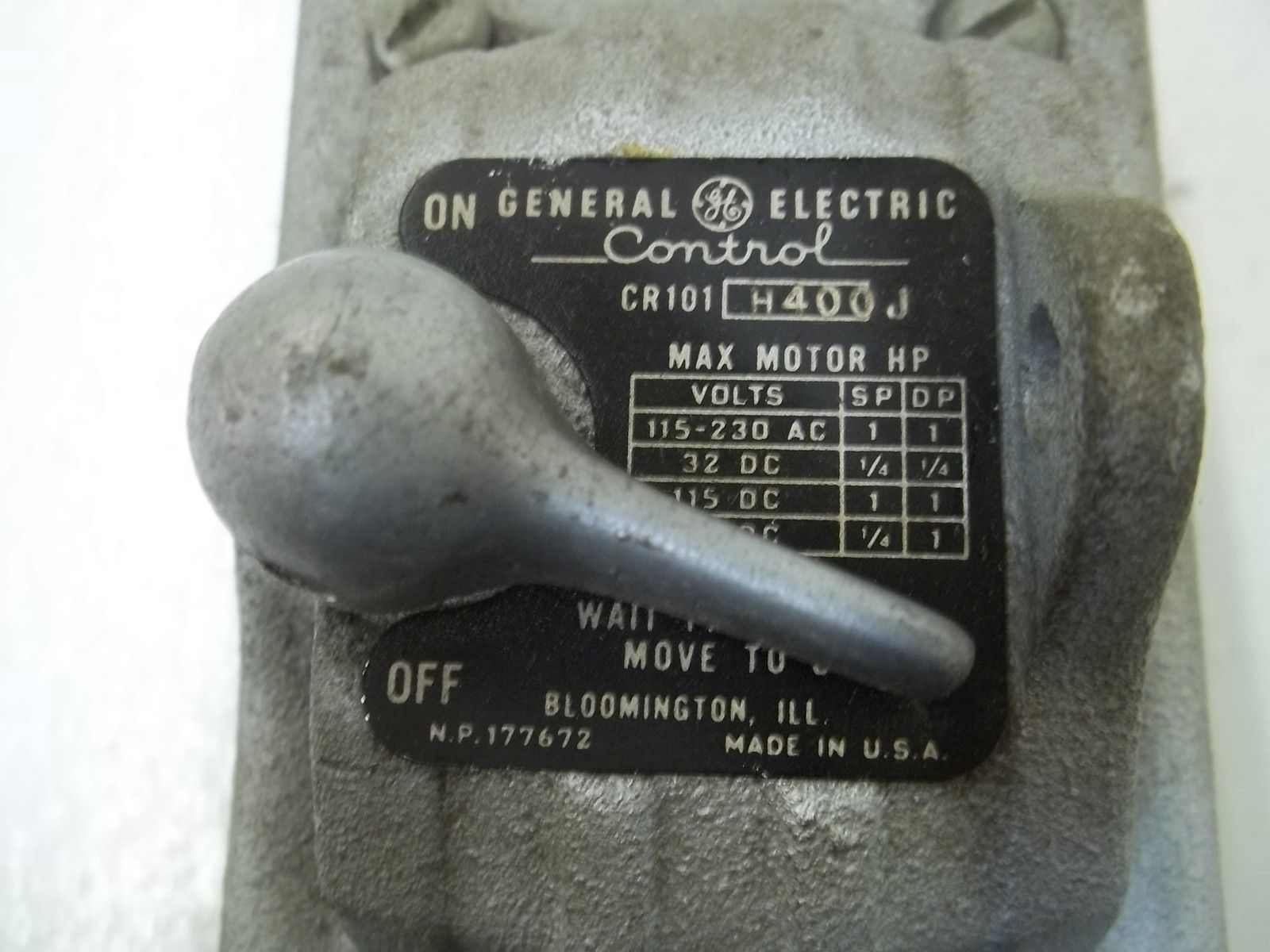 GENERAL ELECTRIC CR101H400J EXPLOSION PROOF STARTER UNMP