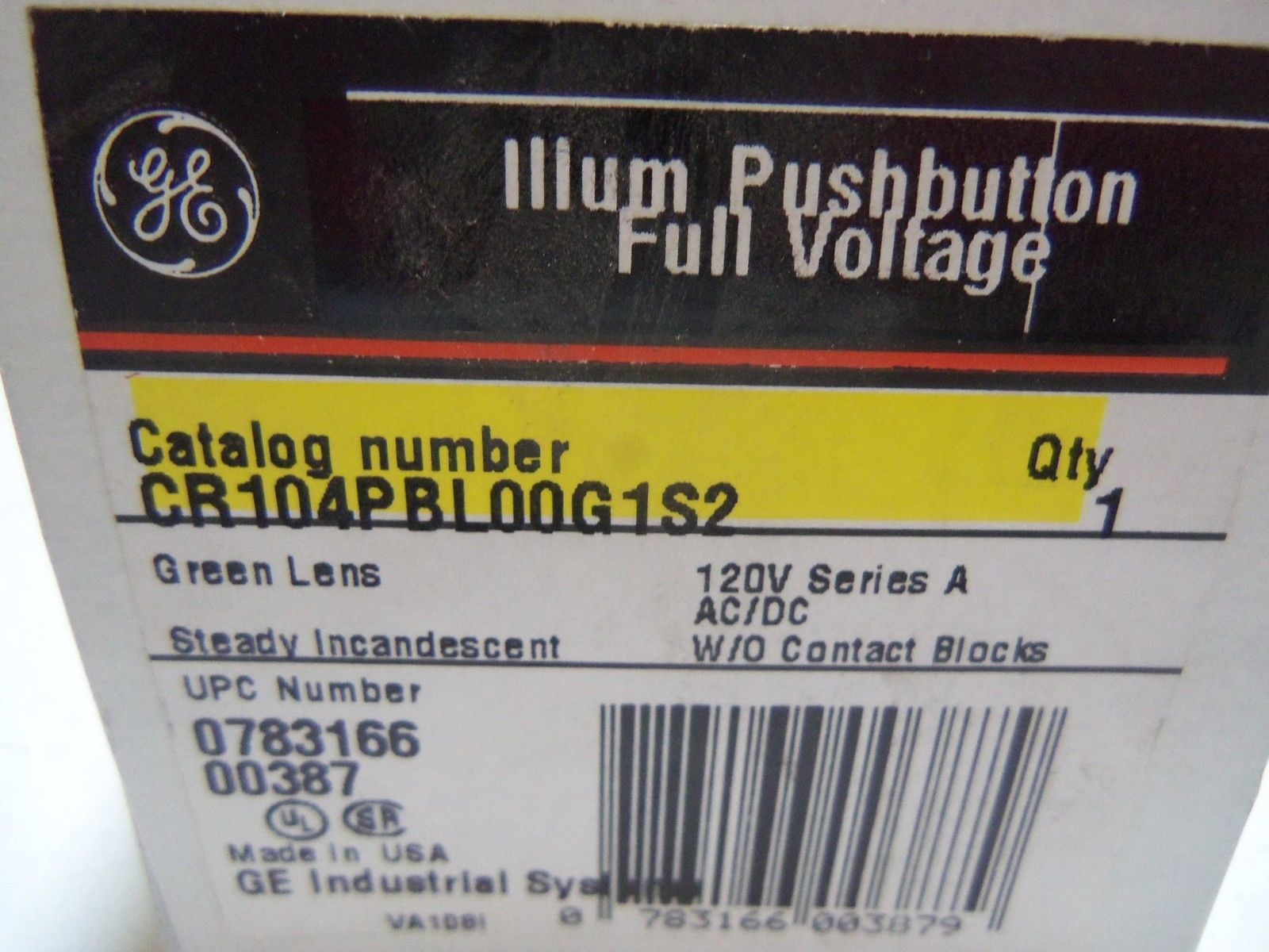 GENERAL ELECTRIC CR104PBL00G1S2 PUSHBUTTON  NSMP