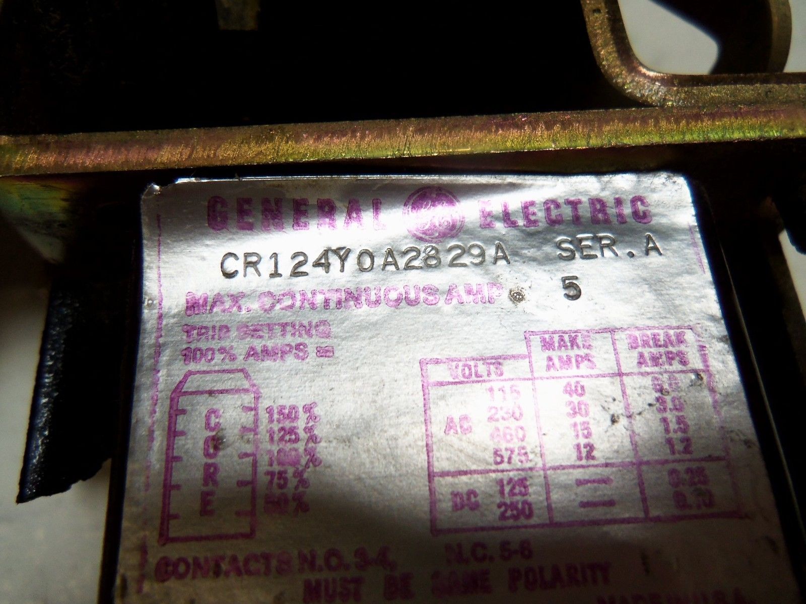 GENERAL ELECTRIC CR124Y0A2829A UNMP