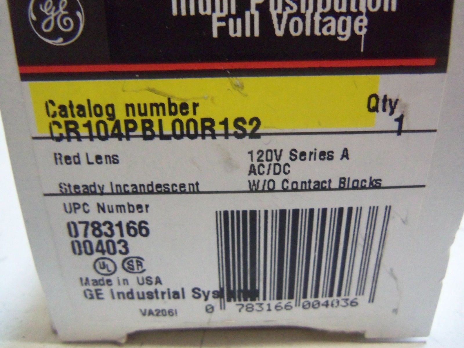 GENERAL ELECTRIC CR104PBL00R1S2 PUSHBUTTON NSMP