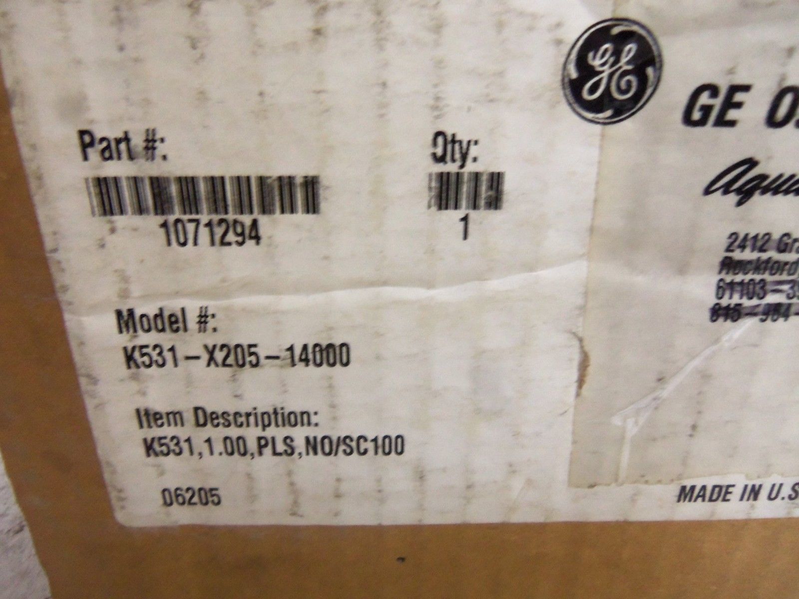 GENERAL ELECTRIC K531-X205-14000 VALVE NSMP