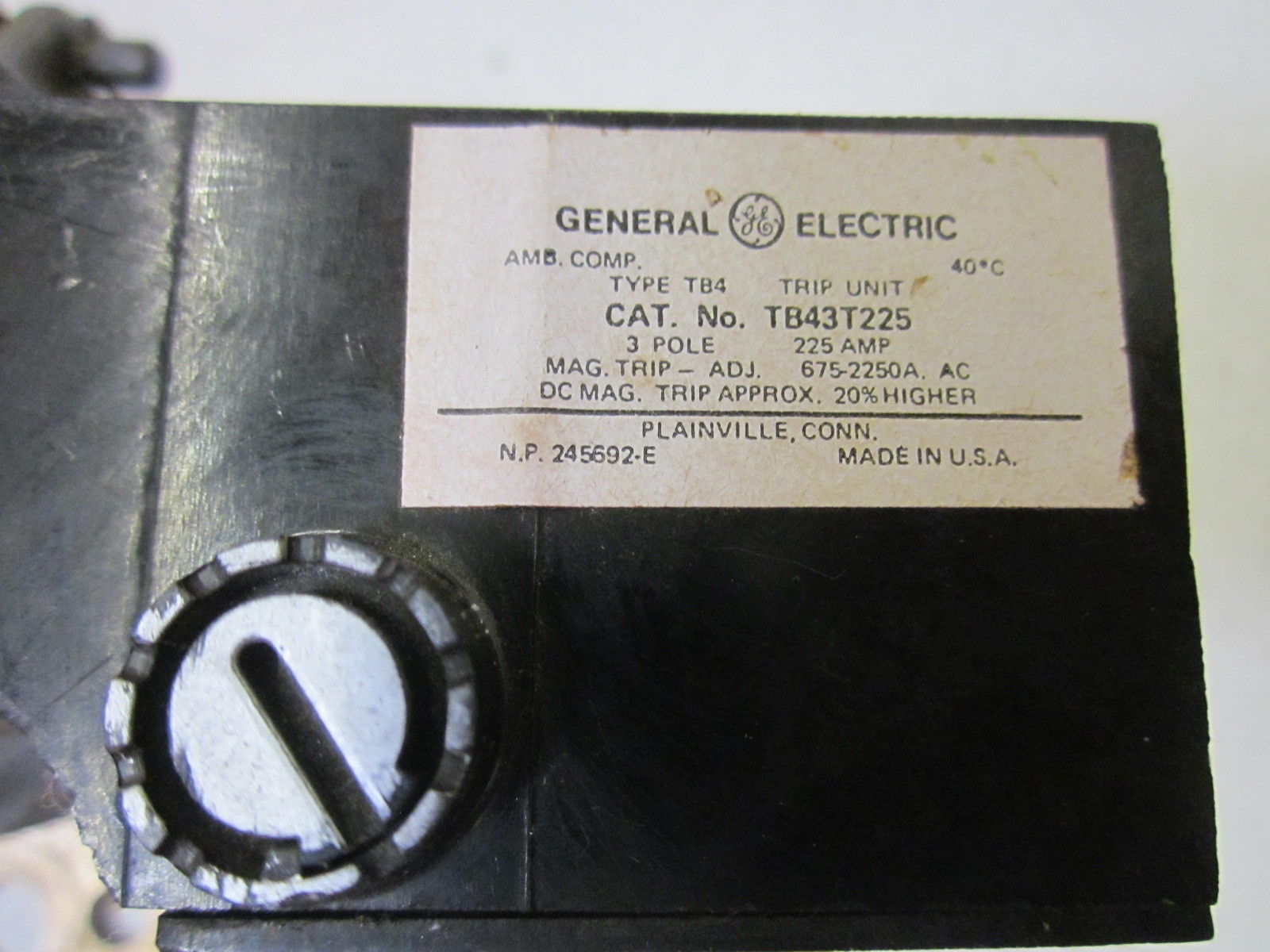 GENERAL ELECTRIC TB43T225 UNMP