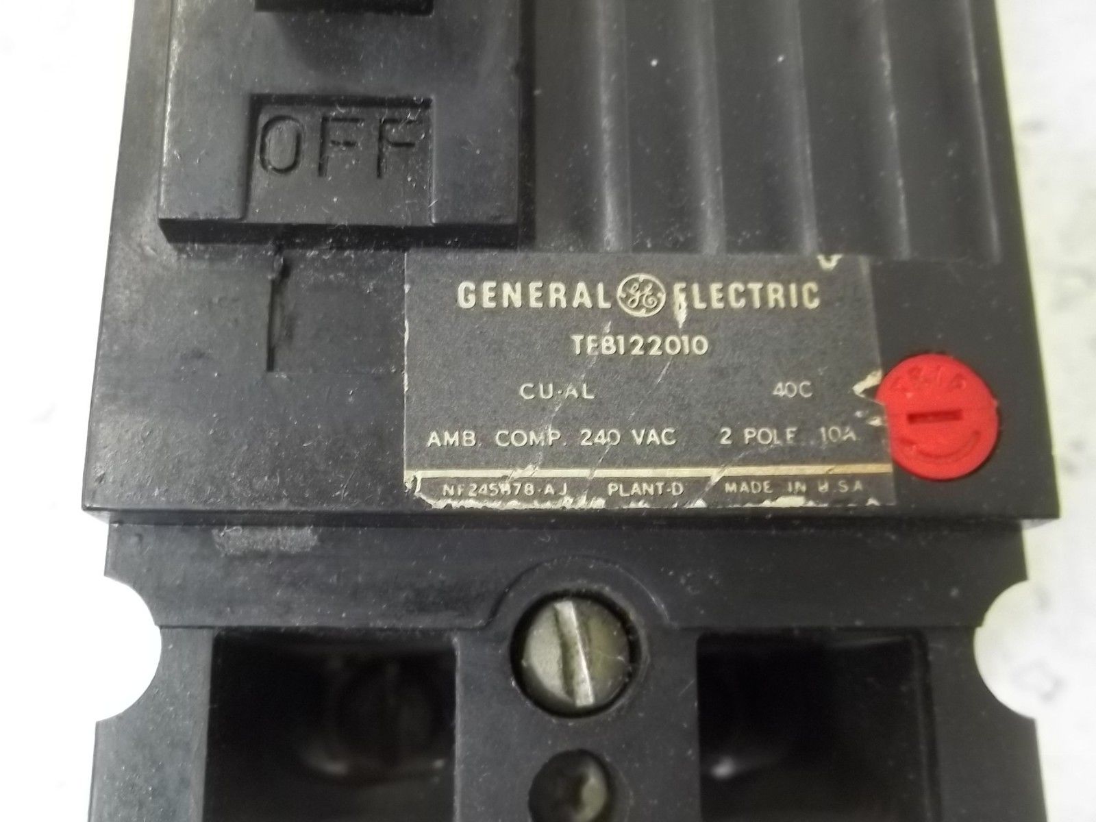 GENERAL ELECTRIC TEB122010 CIRCUIT BREAKER 10A UNMP