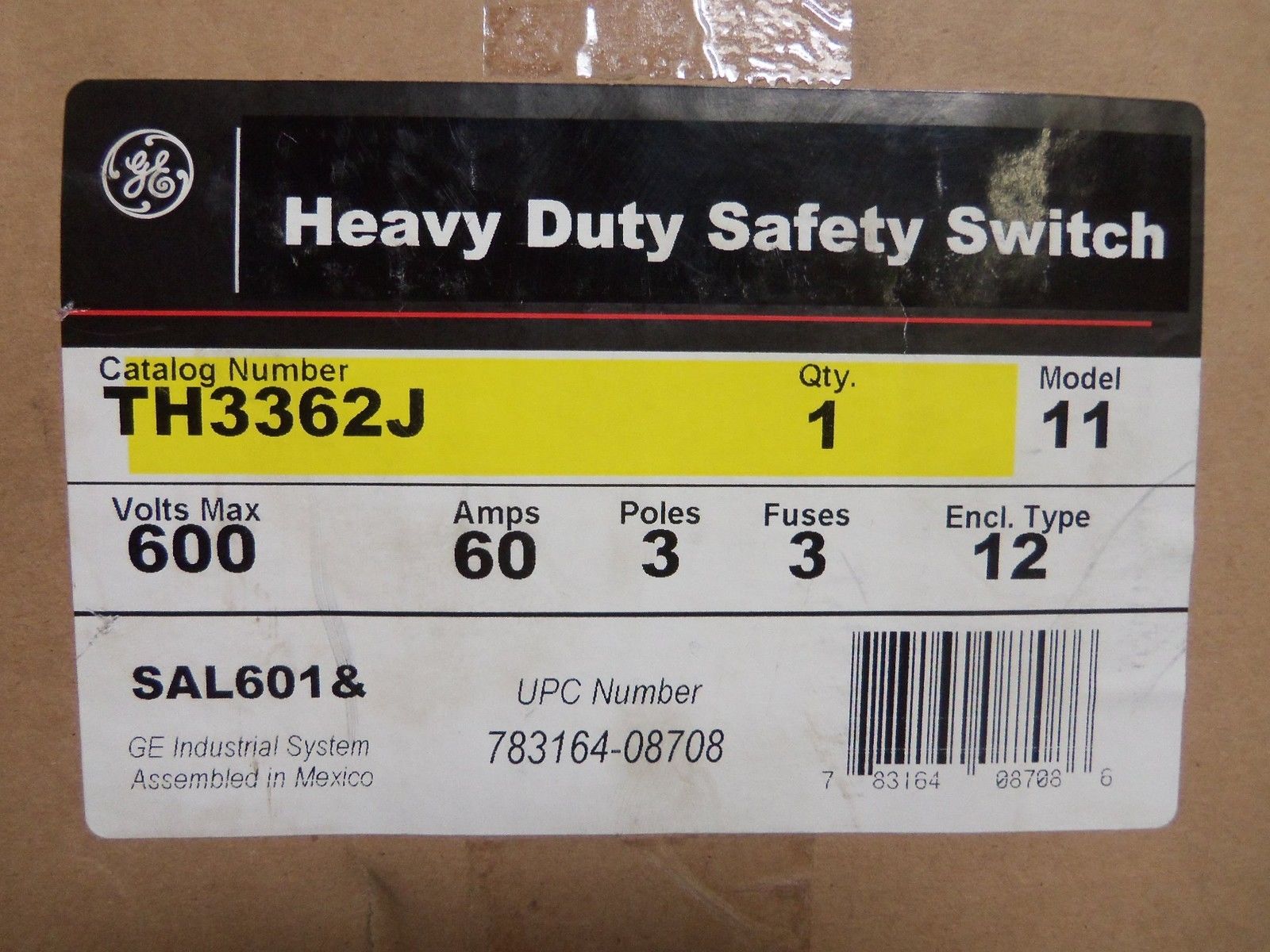 GENERAL ELECTRIC TH3362J SAFETY SWITCH NSMP