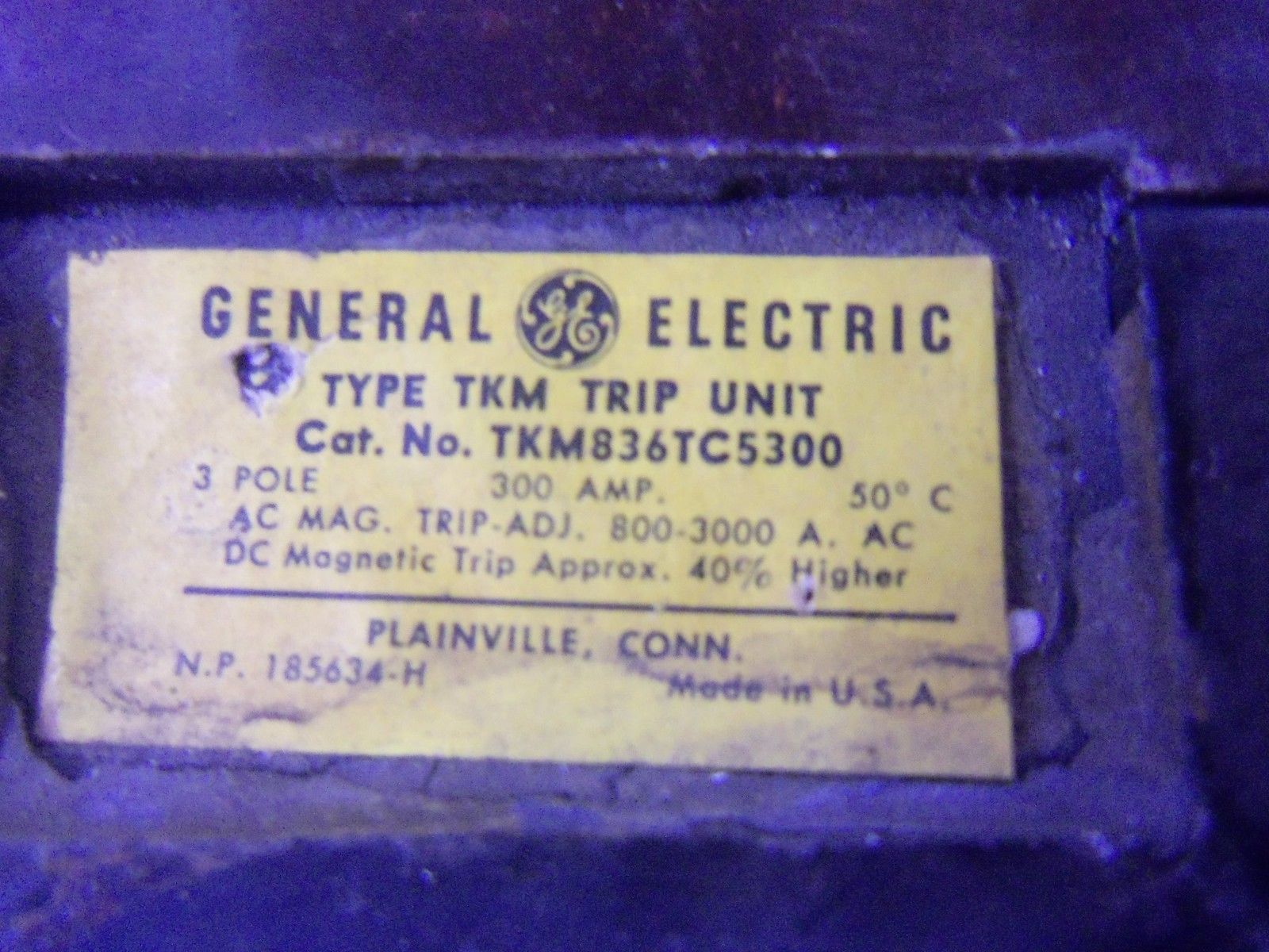 GENERAL ELECTRIC TKM836TC5300 TRIP UNIT 300A (AS PICTURED) UNMP