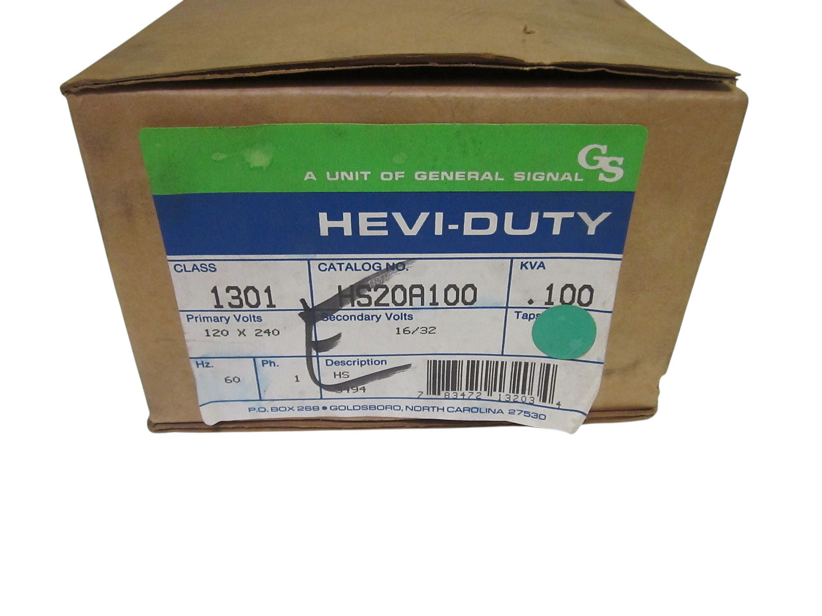 GENERAL SIGNAL HS20A100 TRANSFORMER 120/240V NSMP