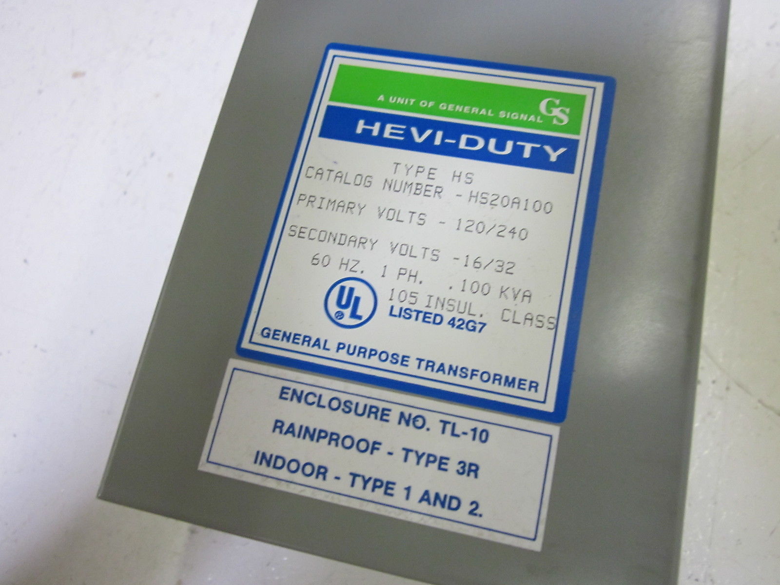 GENERAL SIGNAL HS20A100 TRANSFORMER 120/240V NSMP