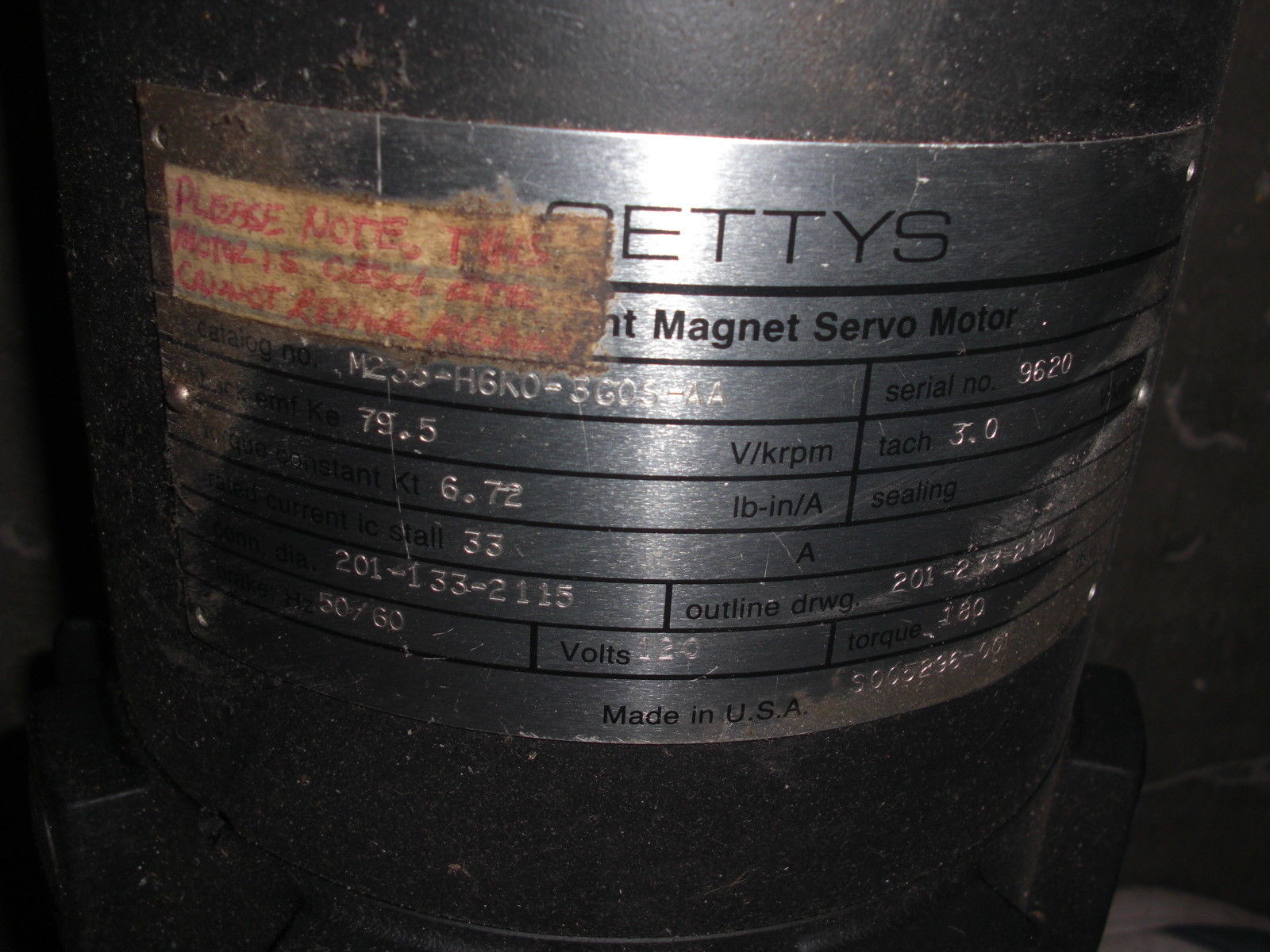 GETTYS M235-H6K0-3G0S-AA PERMANENT MAGNET SERVO MOTOR NSNP