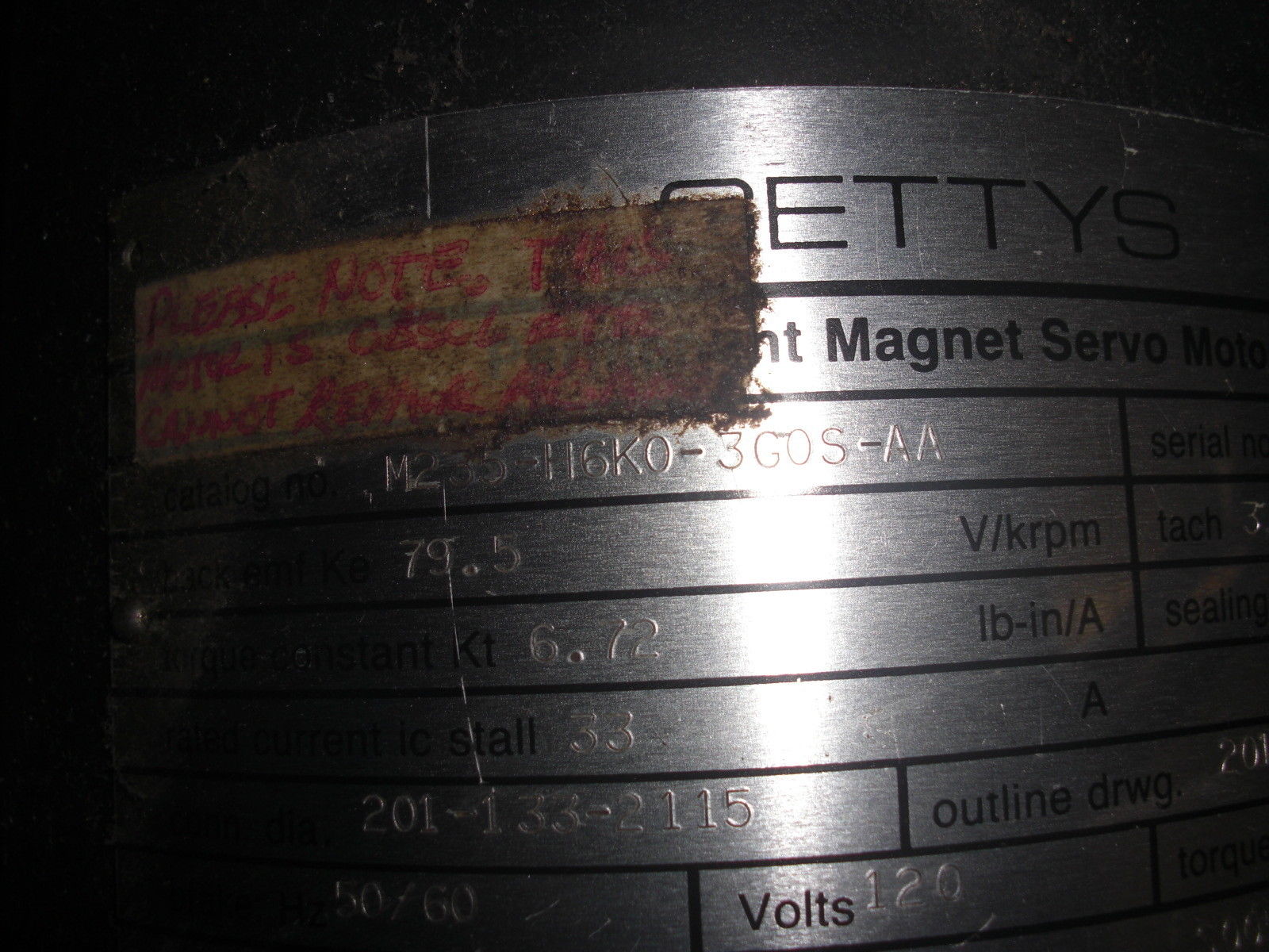 GETTYS M235-H6K0-3G0S-AA PERMANENT MAGNET SERVO MOTOR NSNP