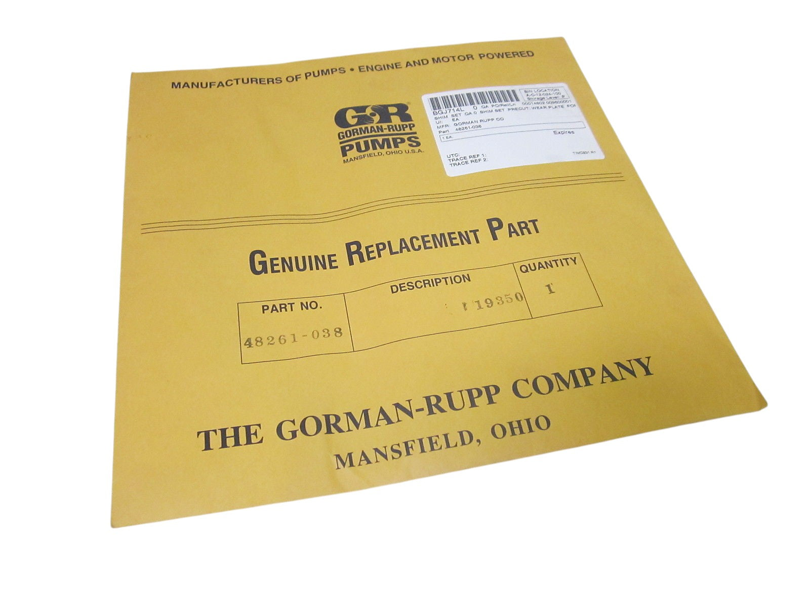 GORMAN-RUPP 48261-038 REPLACEMENT SHIM KIT NSMP