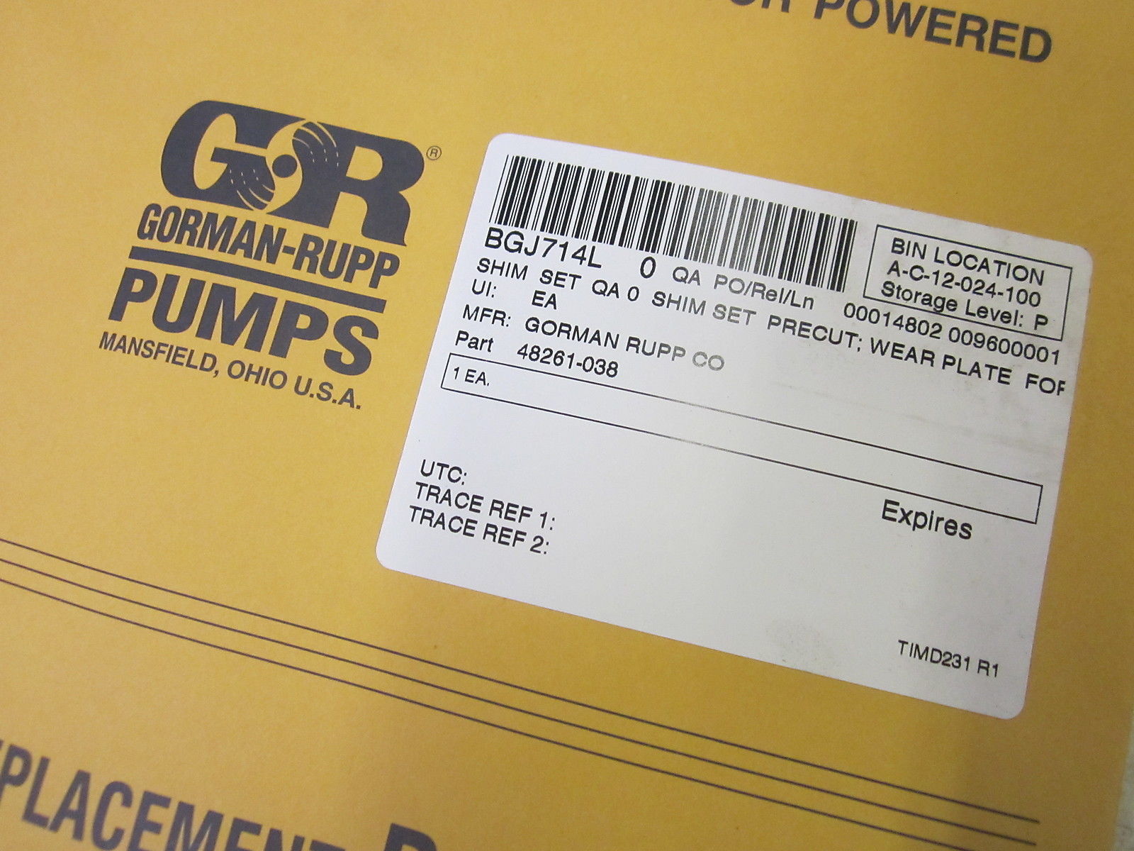 GORMAN-RUPP 48261-038 REPLACEMENT SHIM KIT NSMP