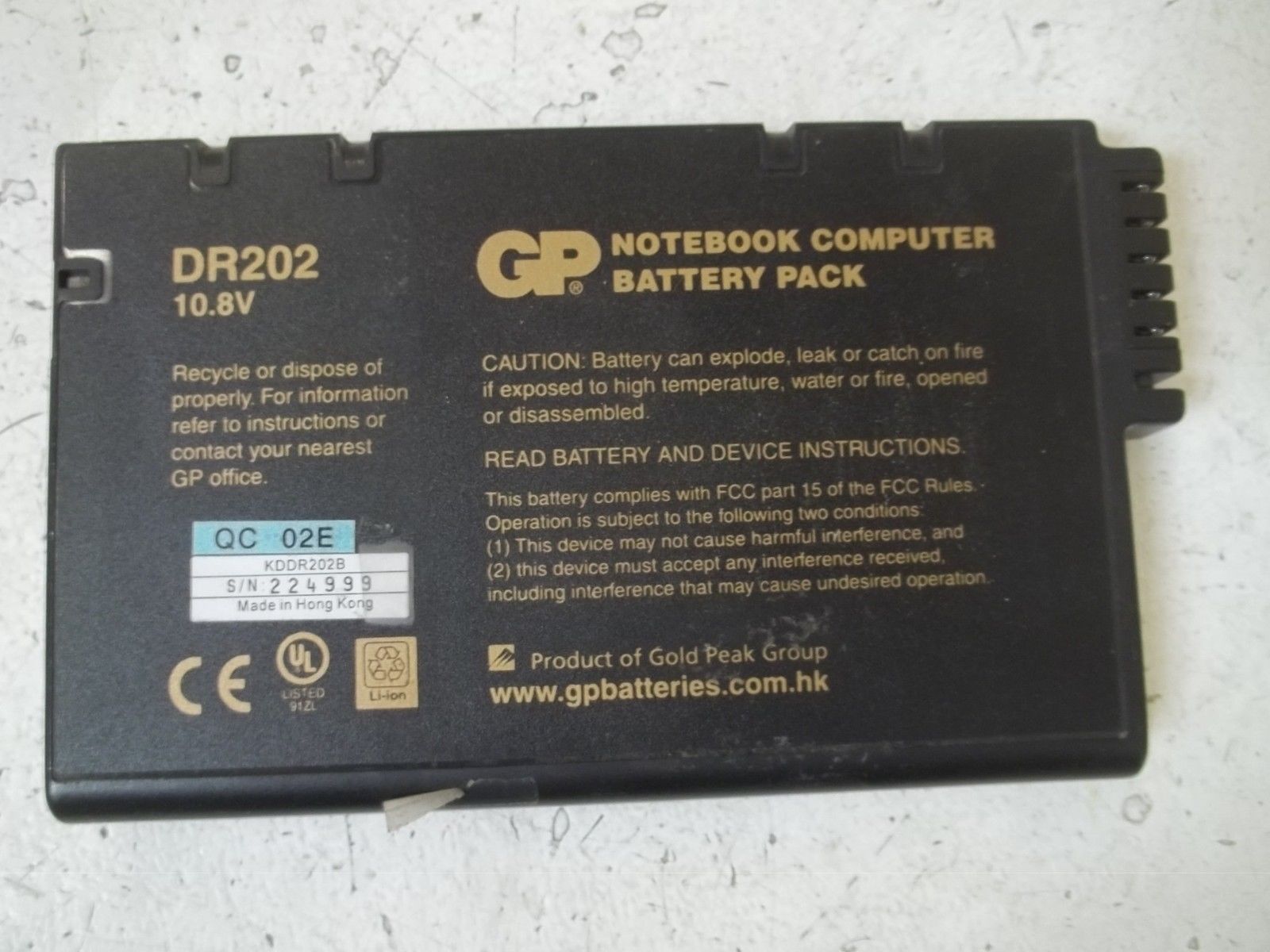 GP BATTERIES DR202 BATTERY PACK 10.8V UNMP