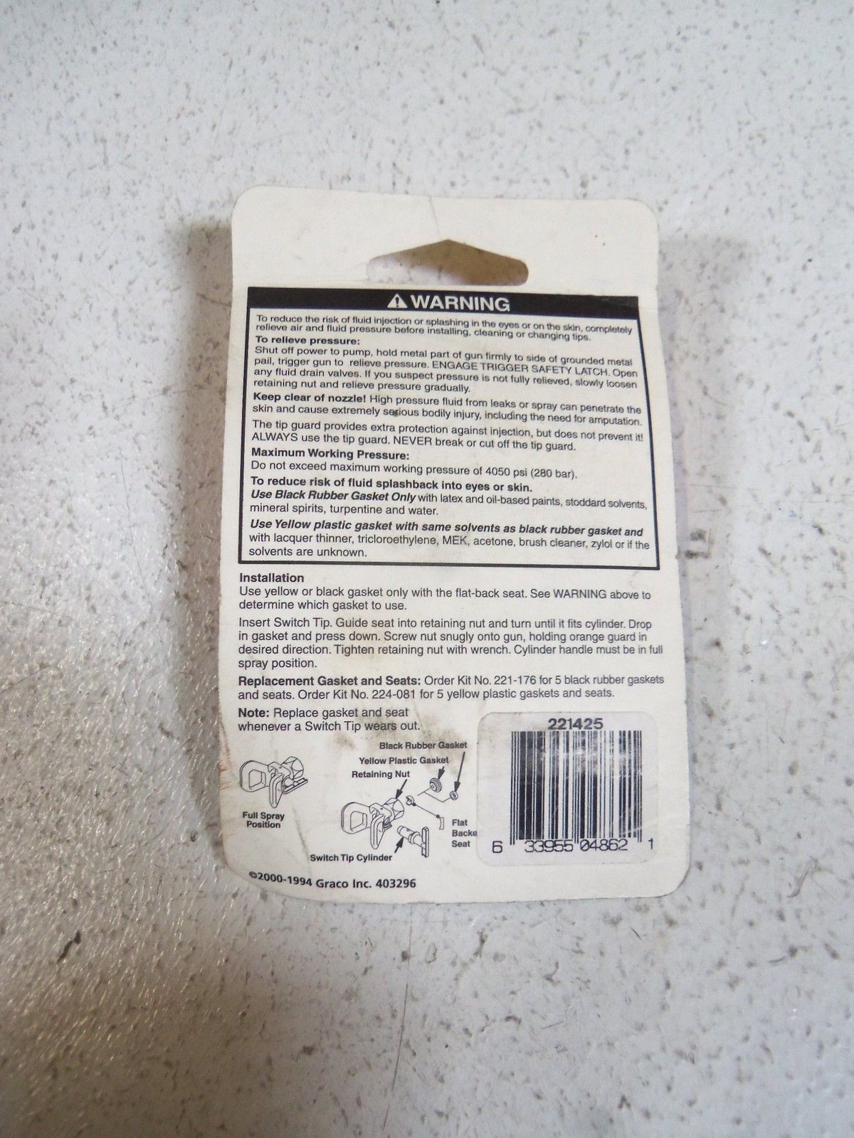 GRACO SWITCH TIP 221  425 NSMP