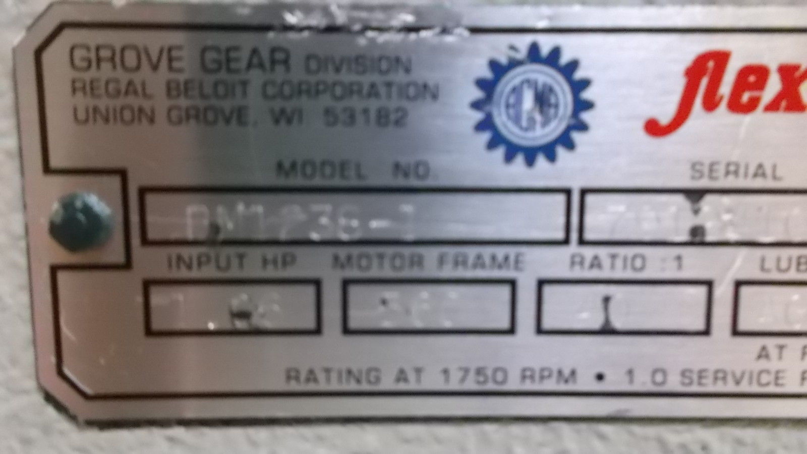 GROVE GEAR BM1238-1 GEAR REDUCER UNMP