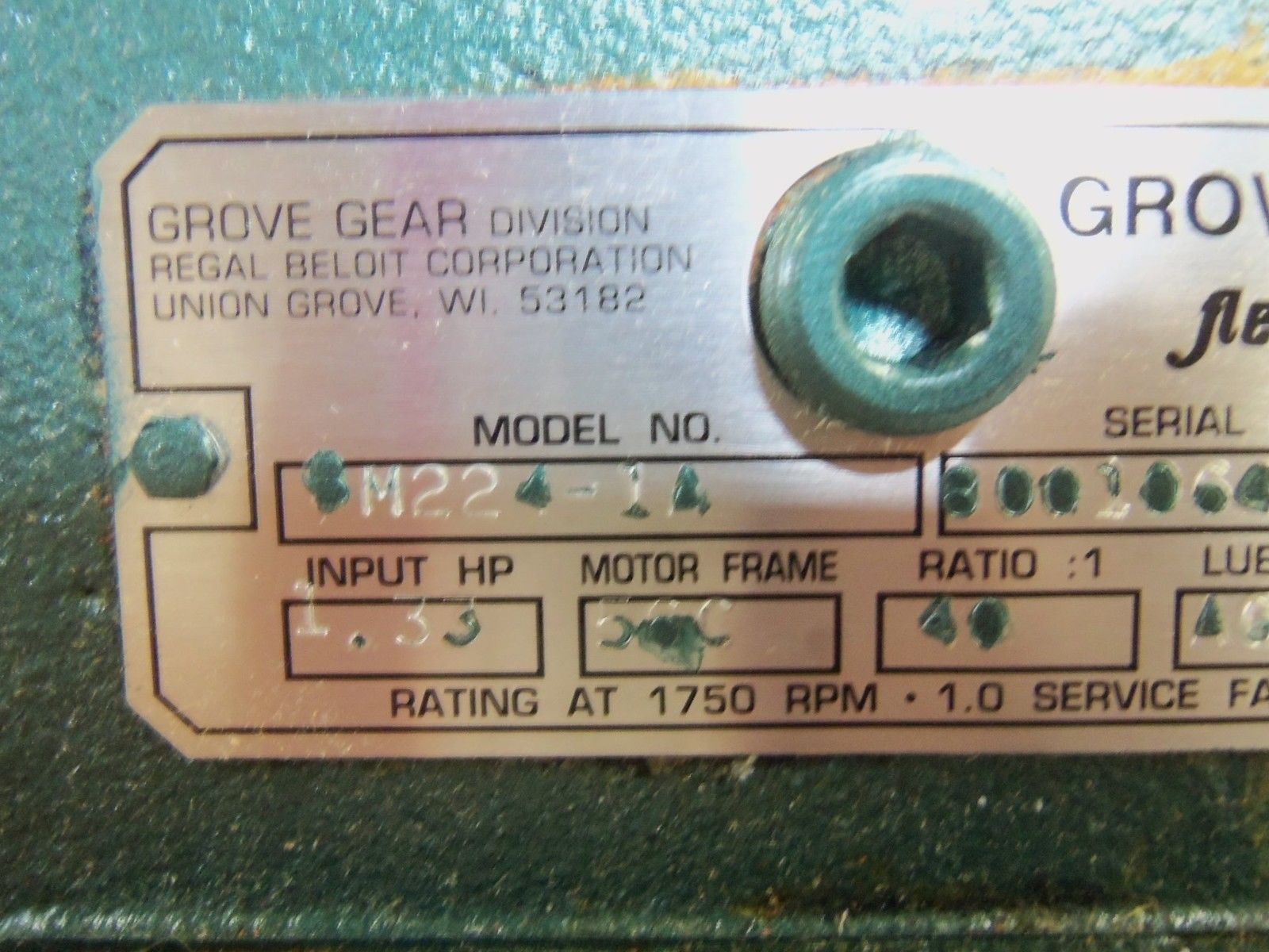 GROVE GEAR BM224-1A SPEED REDUCER (AS PICTURED) NSMP