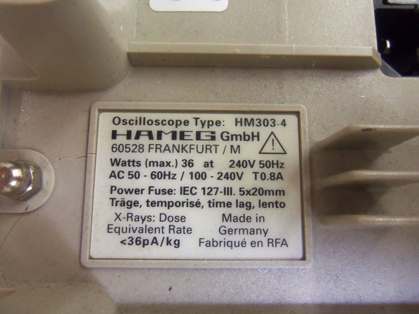 HAMEG HM303-4 OSCILLOSCOPE NO POWER CORD UNMP