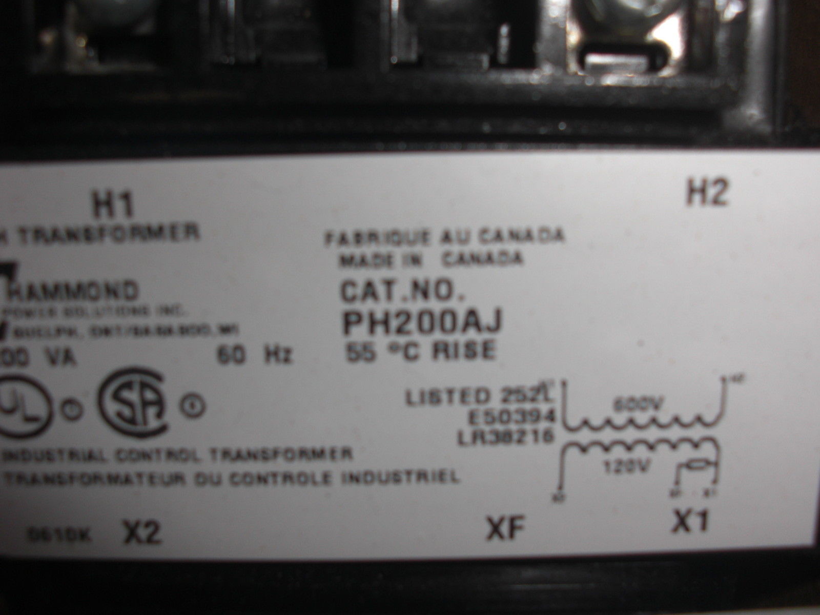 HAMMOND PH200AJ CONTROL TRANSFORMER NSNP IN THE BOX