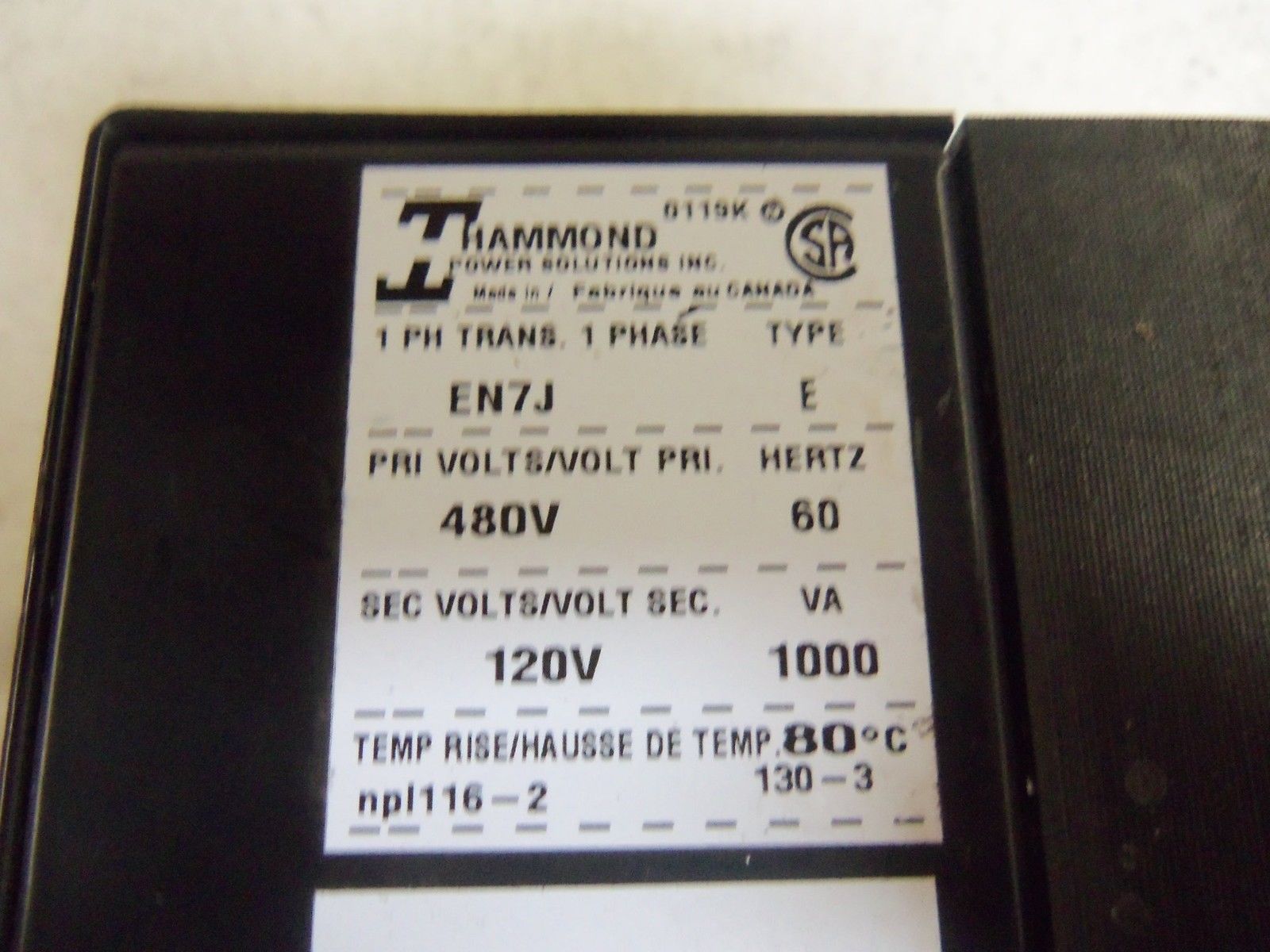 HAMMOND EN7J TRANSFORMER UNMP
