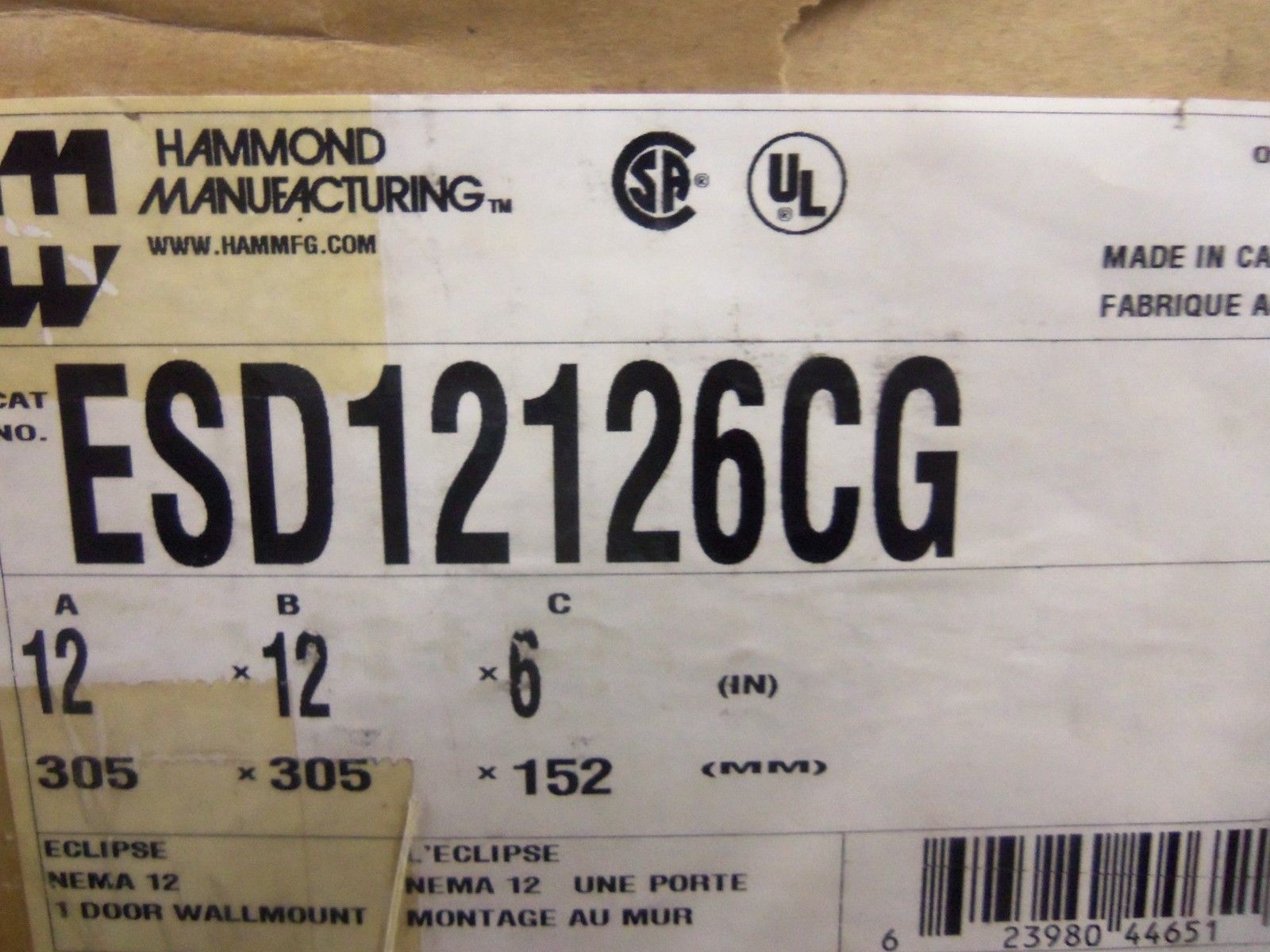 HAMMOND ESD12126CG ENCLOSURE 12X12X6 NSMP